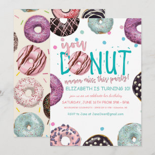 Invitation orientée d'anniversaire de beignet