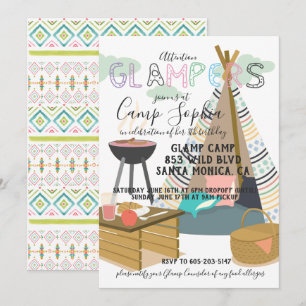 Invitation orientée d'anniversaire de Glamping
