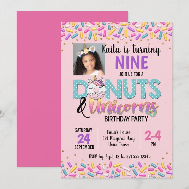Invitation orientée de fête d'anniversaire de (Devant / Derrière)