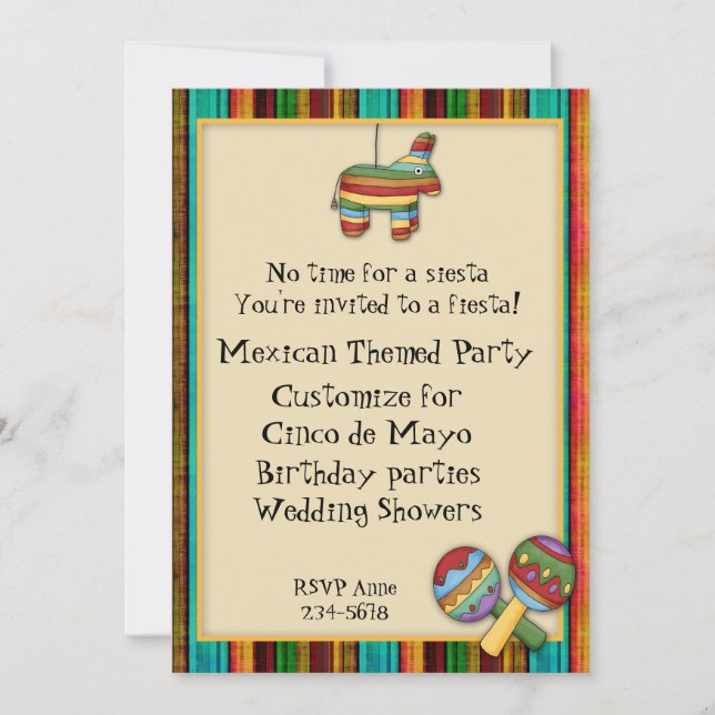Invitation orientée de fiesta mexicaine (Devant)