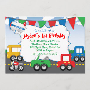 Invitation orientée de partie de transport coloré