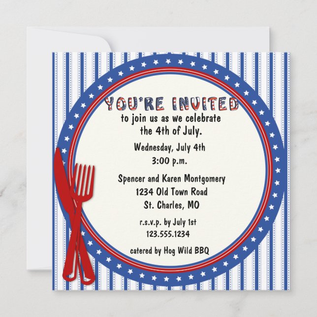 Invitation orientée patriotique de partie (Devant)