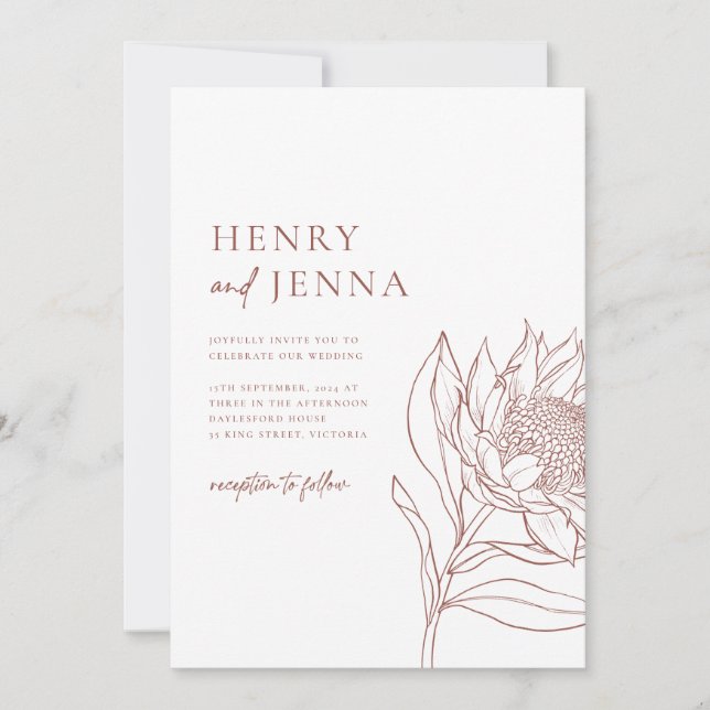 Invitation Originaire d'Australie Waratah Protea (Devant)