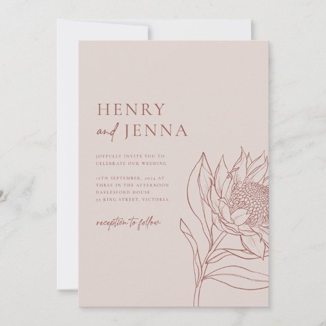 Invitation Originaire d'Australie Waratah Protea (Devant)