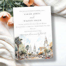 Orlando Florida Skyline Wedding shower d'aquarelle
