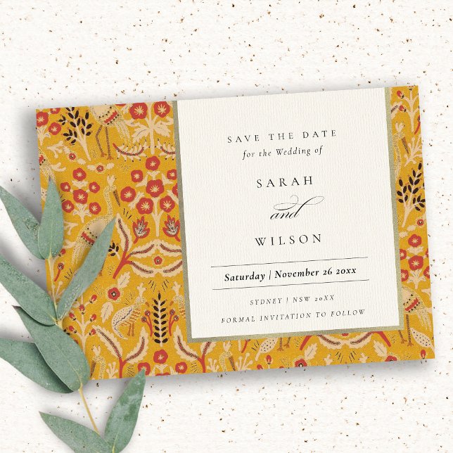 Invitation Ornat Jaune Pocket Floral Or Enregistrer La Date (Créateur téléchargé)