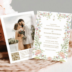Invitation Ornate Grace Pastel Blush Floral Mariage Photo