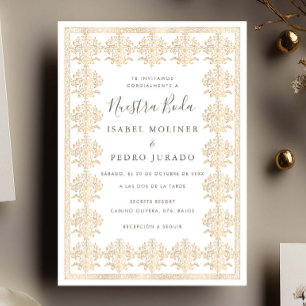 Invitation Orné Romantique Vintage Or Notre Mariage Mariage