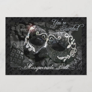 Invitation ornée de bijoux de boule de mascarade