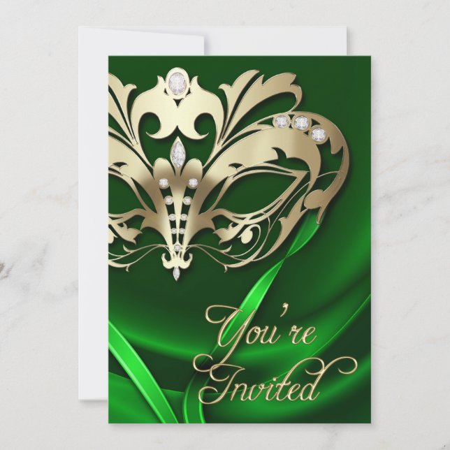 Invitation ornée de bijoux de partie de vert de (Devant)
