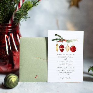 Invitation Ornement aquarelle vintage hiver  Photo de mariage