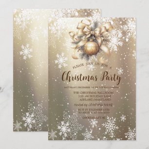 Invitation Ornement Ball Bow Snowflakes Compagnie de Noël