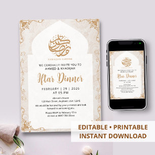 Invitation Ornement d'arche de mosquée classique pour dîner d