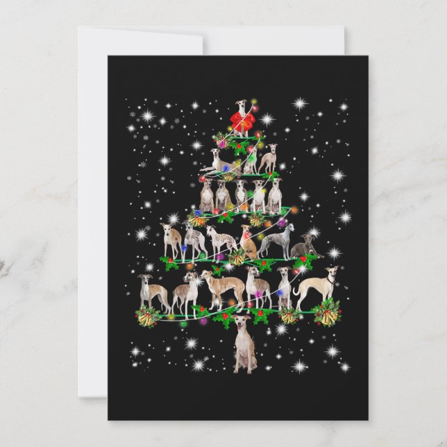 Invitation Ornement drôle de chien Whippet pour arbre de Noël (Devant)