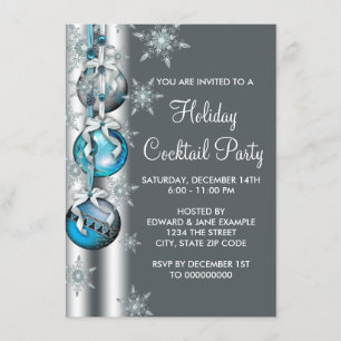 Invitation Ornement flocon de neige argent sarcelle Fête de N