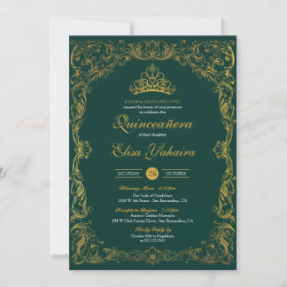 Invitation Ornement Royal Emerald Green Fancy Elegant Quince