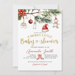 Invitation Ornement Santa Merry Little Baby Shower