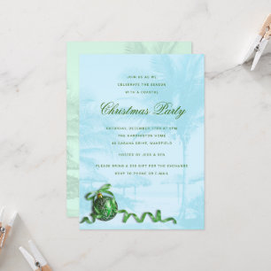 Invitation Ornement vert thème tropical pour fête de Noël ble