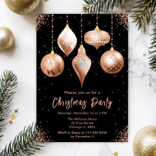 Invitation Ornements Classiques Rose Gold pour Fête de Noël