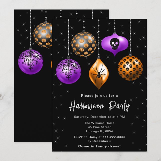 Invitation Ornements de fête d'Halloween (Devant / Derrière)