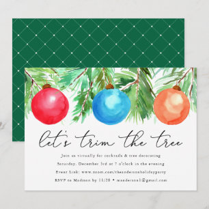 Invitation Ornements de Noël Arbre Trimming Virtual Party