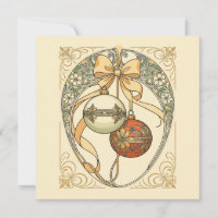 Ornements de Noël Beige et Rouge Art Nouveau