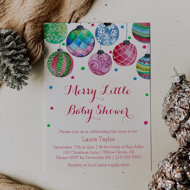 Invitation Ornements de Noël Joyeux petit Baby shower (Créateur téléchargé)
