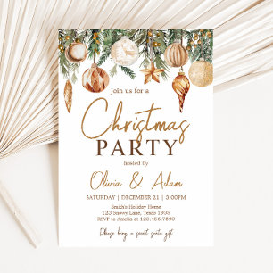 Invitation Ornements d'or Fête de Noël