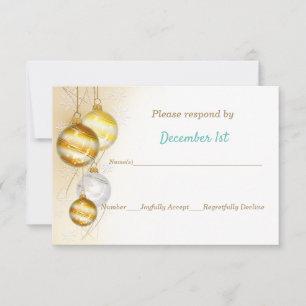 Invitation Ornements dorés et blancs Noël Mariage