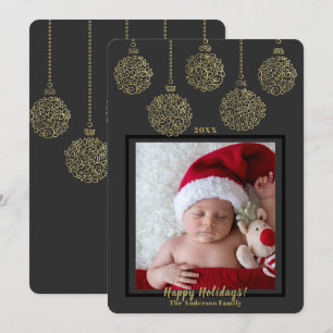 Invitation Ornements en or de charbon de bois foncé Photo de 