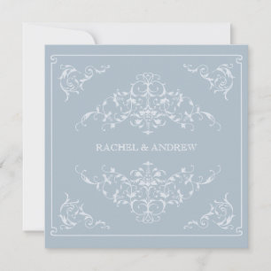 Invitation Ornements romantiques Mariage bleu clair
