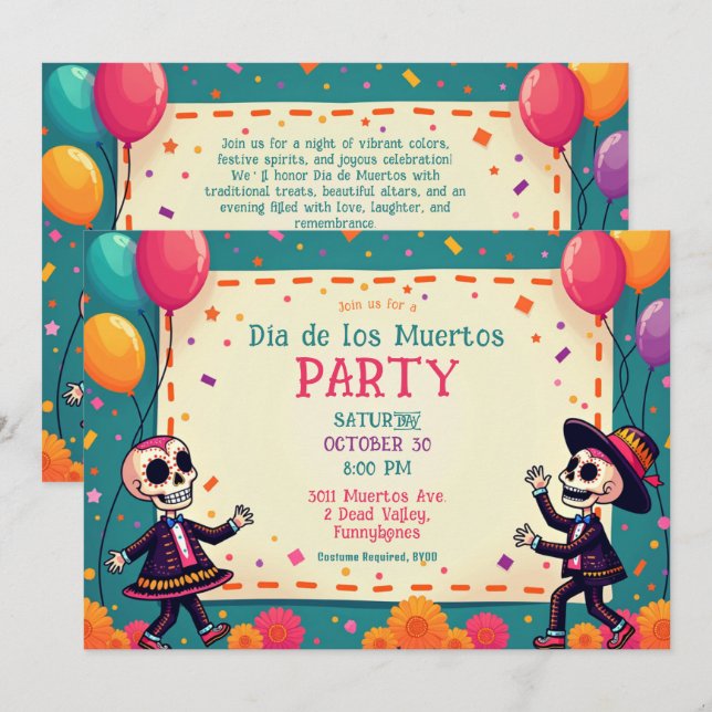 Invitation 💀 os à Fiesta (Devant / Derrière)