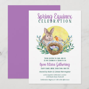 Invitation Ostara Spring Equinox Bunny & Bird Nest Sabbat