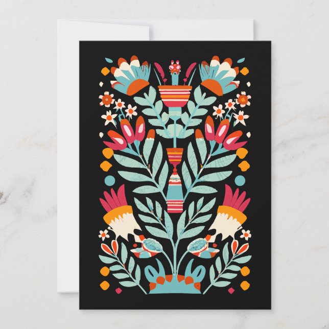 Invitation Otomi Flower Motif mexicain Floral Art (Devant)