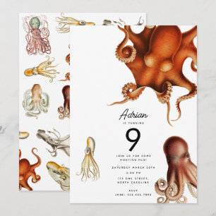 Invitation Otopus Cephalopod Animaux de l'océan Anniversaire