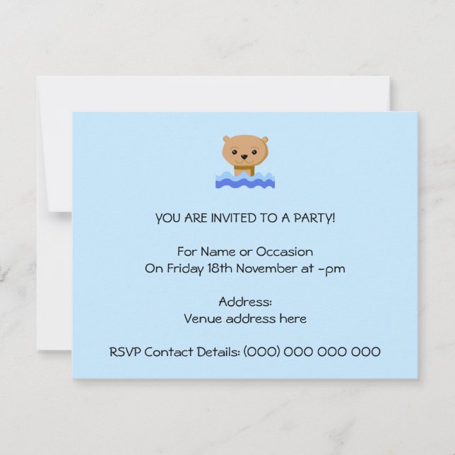 Invitation Otter de natation. (Devant)