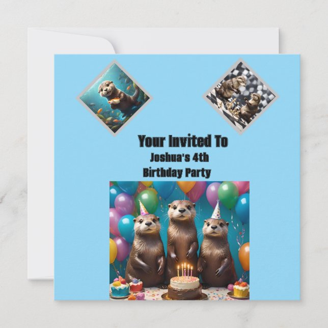 Invitation Otter Triplets Anniversaire, Anniversaire Invitati (Devant)