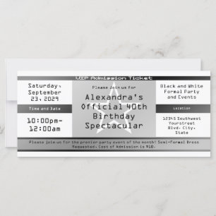 Invitation ou billet en style Billet noir/blanc