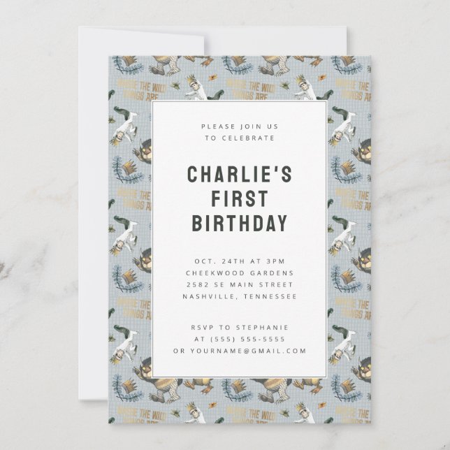 Invitation Où les choses sauvages sont Motifs 1er anniversair (Devant)