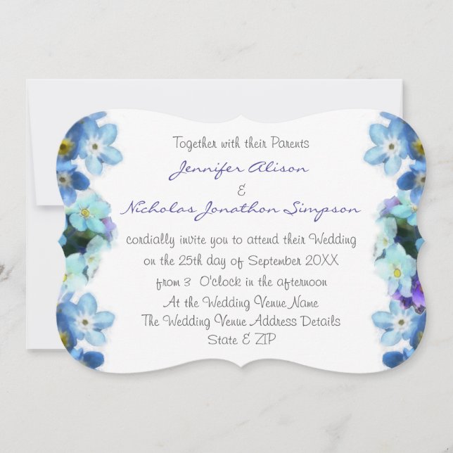 Invitation Oubliez-moi les fleurs Mariage d'aquarelle (Devant)