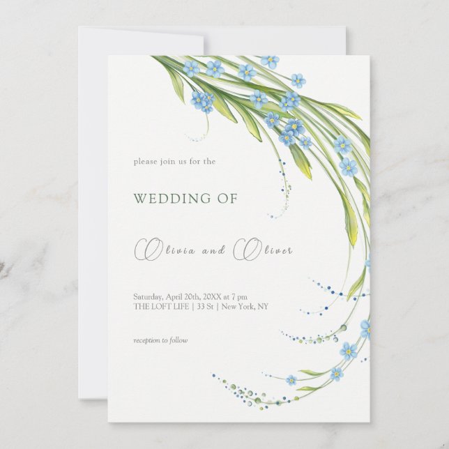 Invitation Oubliez-moi-non-Mariage (Devant)