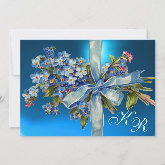Invitation OUBLIEZ-MOI NOTES MONOGRAM MARIAGE PARTI bleu gemm (Devant)