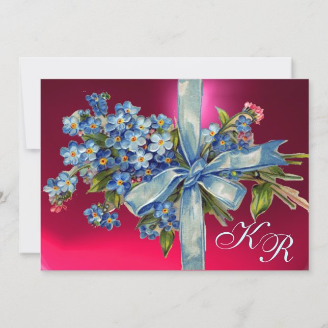 Invitation OUBLIEZ-MOI NOTES MONOGRAM MARIAGE PARTI bleu rose (Devant)