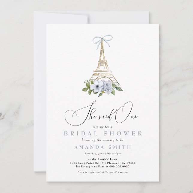 Invitation Oui Fête des mariées Tour Eiffel (Devant)