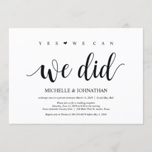 Invitation Oui, nous pouvons faire Mariage Elopement Invitati