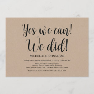 Invitation Oui, nous pouvons faire Mariage Elopement Invitati