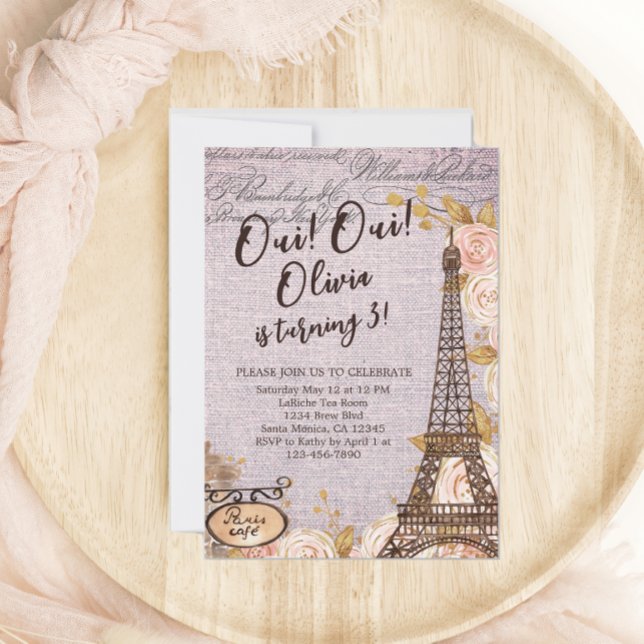 Invitation Oui Oui Tournez trois fleurs Paris Anniversaire (Créateur téléchargé)