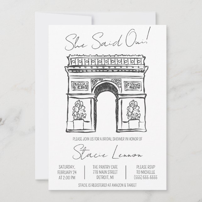 Invitation Oui Paris, Arc de Triomphe, Fête des mariées (Devant)