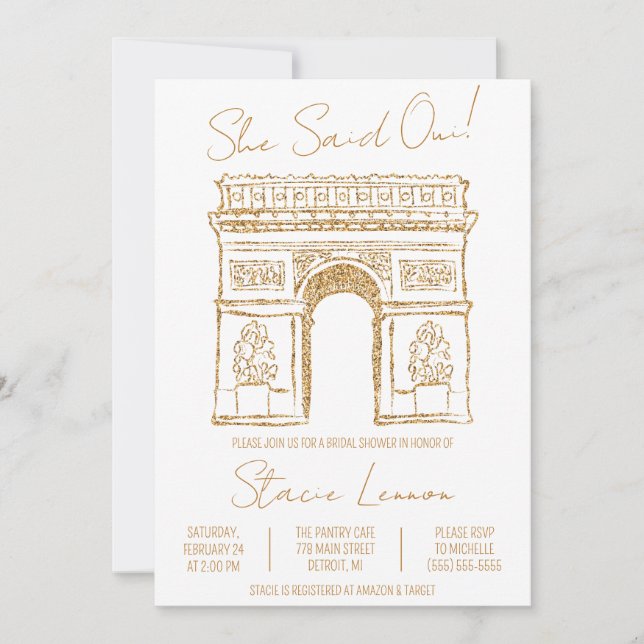 Invitation Oui Paris, Arc de Triomphe, Fête des mariées (Devant)