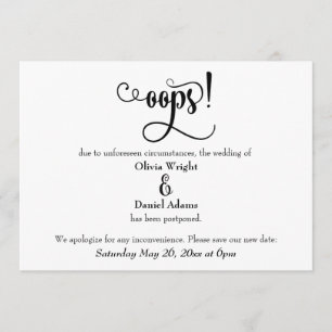 Invitation "Oups !" L'humoristique Mariage reporté
